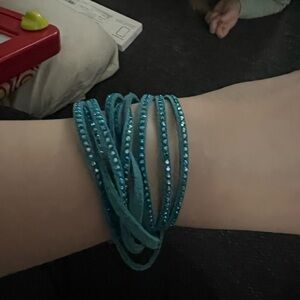 Teal Wrap-Star Bracelet with Gold Accents